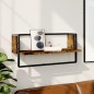 vidaXL Estantes de pared con barra roble ahumado 65x25x30 cm vidaXL Estantes de pared con barra roble ahumado 65x25x30 cm