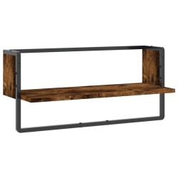 vidaXL Estantes de pared con barra roble ahumado 65x25x30 cm