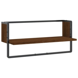 vidaXL Estante de pared con barra marrón roble 65x25x30 cm