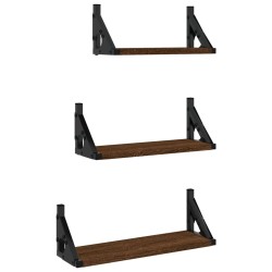 vidaXL Estantes de pared 3 pzas madera de ingeniería roble marrón