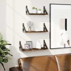 vidaXL Estantes de pared 3 pzas madera de ingeniería roble ahumado