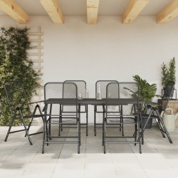 vidaXL Juego de comedor de jardín 7 pzas malla metálica gris antracita