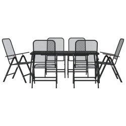vidaXL Juego de comedor de jardín 7 pzas malla metálica gris antracita