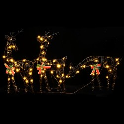 vidaXL Familias de renos de Navidad 180 LED 2 uds ratán blanco cálido