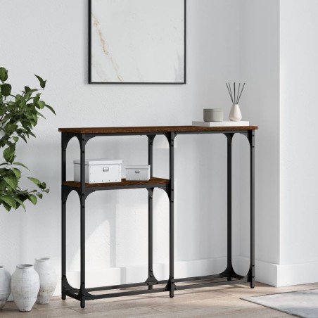 vidaXL Mesa consola madera de ingeniería marrón roble 90x22,5x75 cm