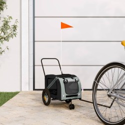 vidaXL Remolque de bicicleta mascotas hierro tela Oxford gris negro
