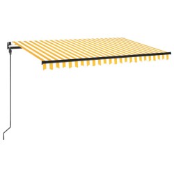 vidaXL Toldo manual retráctil con LED amarillo y blanco 450x300 cm