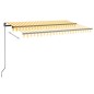 vidaXL Toldo manual retráctil con LED amarillo y blanco 450x300 cm vidaXL Toldo manual retráctil con LED amarillo y blanco 450x300 cm