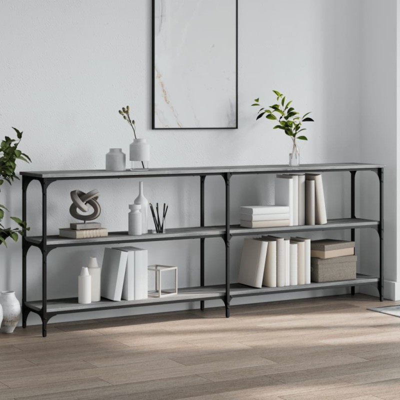 vidaXL Mesa consola madera de ingeniería gris Sonoma 200x29x75 cm vidaXL Mesa consola madera de ingeniería gris Sonoma 200x29x75 cm