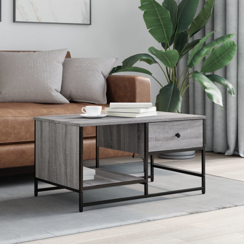 vidaXL Mesa de centro madera contrachapada gris Sonoma 85,5x51x45 cm vidaXL Mesa de centro madera contrachapada gris Sonoma 85,5x51x45 cm