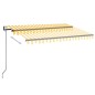 vidaXL Toldo automático LED sensor de viento amarillo blanco 350x250cm vidaXL Toldo automático LED sensor de viento amarillo blanco 350x250cm