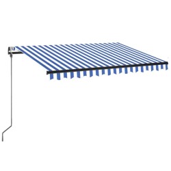 vidaXL Toldo automático LED sensor de viento azul y blanco 350x250 cm