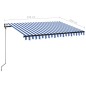 vidaXL Toldo automático LED sensor de viento azul y blanco 350x250 cm vidaXL Toldo automático LED sensor de viento azul y blanco 350x250 cm