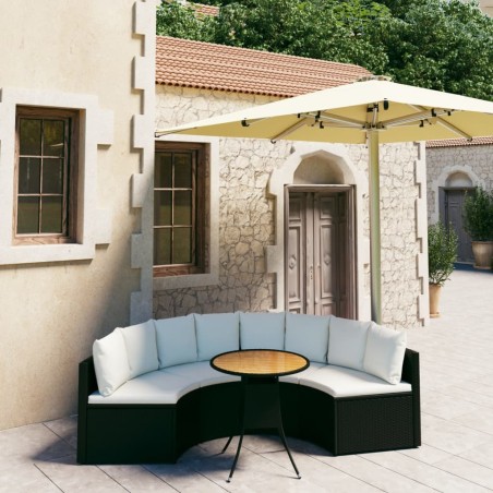 vidaXL Set de sofás de jardín 5 piezas y cojines ratán sintético negro