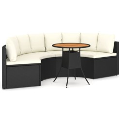 vidaXL Set de sofás de jardín 5 piezas y cojines ratán sintético negro