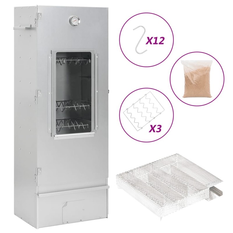 vidaXL Horno ahumador de BBQ con generador humo frío acero galvanizado vidaXL Horno ahumador de BBQ con generador humo frío acero galvanizado