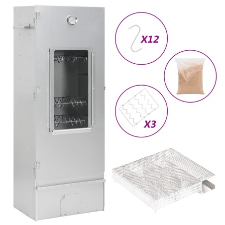vidaXL Horno ahumador de BBQ con generador humo frío acero galvanizado