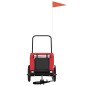 vidaXL Remolque de bicicleta mascotas hierro tela Oxford rojo negro