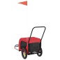 vidaXL Remolque de bicicleta mascotas hierro tela Oxford rojo negro