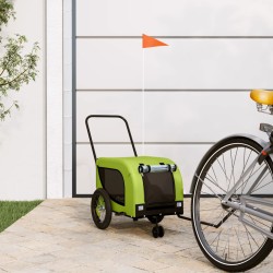 vidaXL Remolque de bicicleta mascotas hierro tela Oxford verde negro