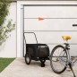 vidaXL Remolque de bicicleta mascotas hierro tela Oxford negro