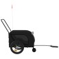 vidaXL Remolque de bicicleta mascotas hierro tela Oxford negro