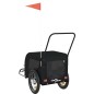 vidaXL Remolque de bicicleta mascotas hierro tela Oxford negro
