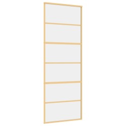 vidaXL Puerta corredera dorada de vidrio ESG transparente y aluminio