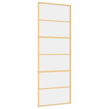 vidaXL Puerta corredera dorada de vidrio ESG transparente y aluminio