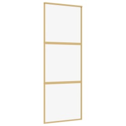 vidaXL Puerta corredera dorada de vidrio ESG transparente y aluminio
