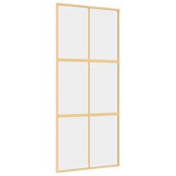 vidaXL Puerta corredera dorada de vidrio ESG transparente y aluminio