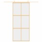 vidaXL Puerta corredera dorada de vidrio ESG transparente y aluminio vidaXL Puerta corredera dorada de vidrio ESG transparente y aluminio