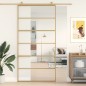 vidaXL Puerta corredera dorada de vidrio ESG transparente y aluminio vidaXL Puerta corredera dorada de vidrio ESG transparente y aluminio