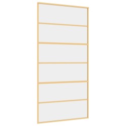 vidaXL Puerta corredera dorada de vidrio ESG transparente y aluminio