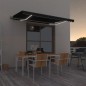 vidaXL Toldo automático LED sensor de viento gris antracita 400x350 cm vidaXL Toldo automático LED sensor de viento gris antracita 400x350 cm