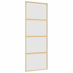 vidaXL Puerta corredera dorada vidrio ESG esmerilado aluminio 76x205cm