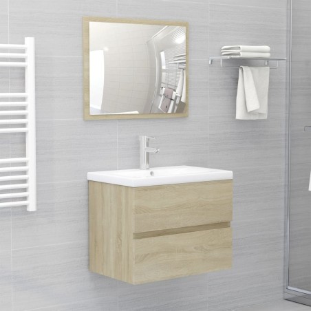 vidaXL Juego de muebles de baño madera de ingeniería roble Sonoma