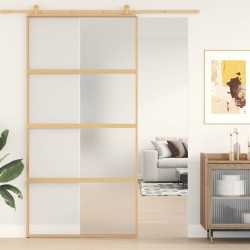vidaXL Puerta corredera dorada de vidrio ESG esmerilado y aluminio