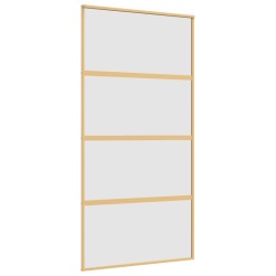 vidaXL Puerta corredera dorada de vidrio ESG esmerilado y aluminio