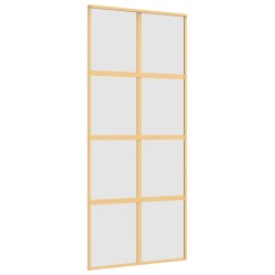 vidaXL Puerta corredera dorada vidrio ESG esmerilado aluminio 90x205cm