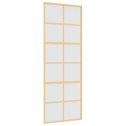 vidaXL Puerta corredera dorada vidrio ESG esmerilado aluminio 76x205cm