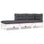 vidaXL Juego muebles jardín 3 pzas cojines blanco madera pino maciza vidaXL Juego muebles jardín 3 pzas cojines blanco madera pino maciza