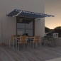 vidaXL Toldo automático LED sensor de viento azul y blanco 500x350 cm vidaXL Toldo automático LED sensor de viento azul y blanco 500x350 cm