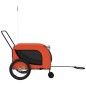vidaXL Remolque de bicicleta mascotas hierro tela Oxford naranja negro vidaXL Remolque de bicicleta mascotas hierro tela Oxford naranja negro