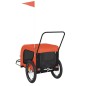 vidaXL Remolque de bicicleta mascotas hierro tela Oxford naranja negro vidaXL Remolque de bicicleta mascotas hierro tela Oxford naranja negro