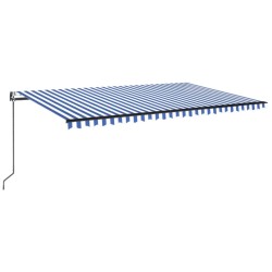vidaXL Toldo automático LED sensor de viento azul y blanco 500x350 cm