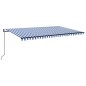 vidaXL Toldo automático LED sensor de viento azul y blanco 500x350 cm vidaXL Toldo automático LED sensor de viento azul y blanco 500x350 cm