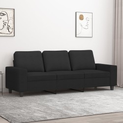 vidaXL Sofá de 3 plazas de tela negro 180 cm