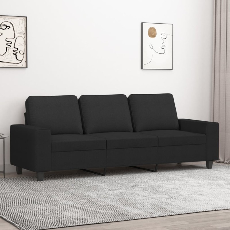 vidaXL Sofá de 3 plazas de tela negro 180 cm vidaXL Sofá de 3 plazas de tela negro 180 cm