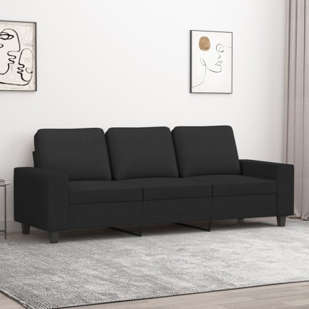 vidaXL Sofá de 3 plazas de tela negro 180 cm